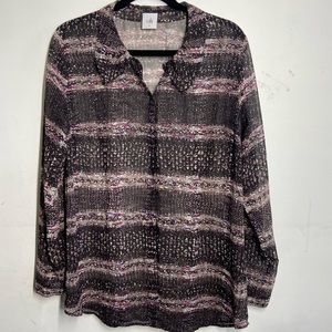 Cabi Paris sheer long sleeve blouse